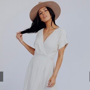 Clad & Cloth Cloud Nine Midi Dress in Cream